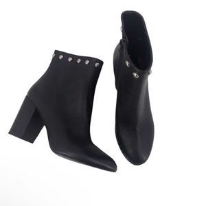 Bianca Di Ankle Bootie Studded Studs Black Leather Womens EU 38 NIB $175